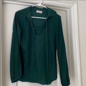 FRAME lace up tie silk blouse